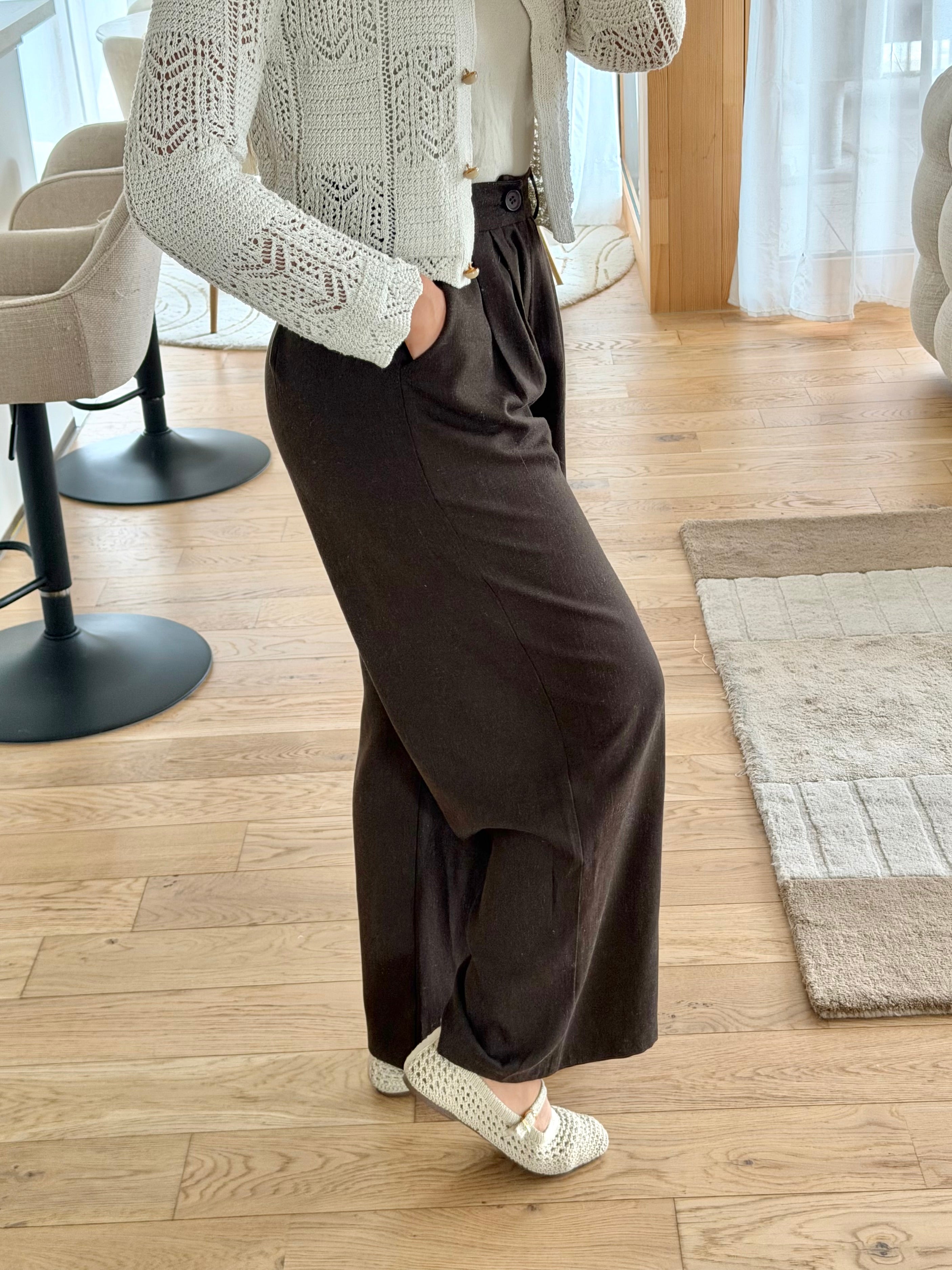 Pantalon Tailleur Marron