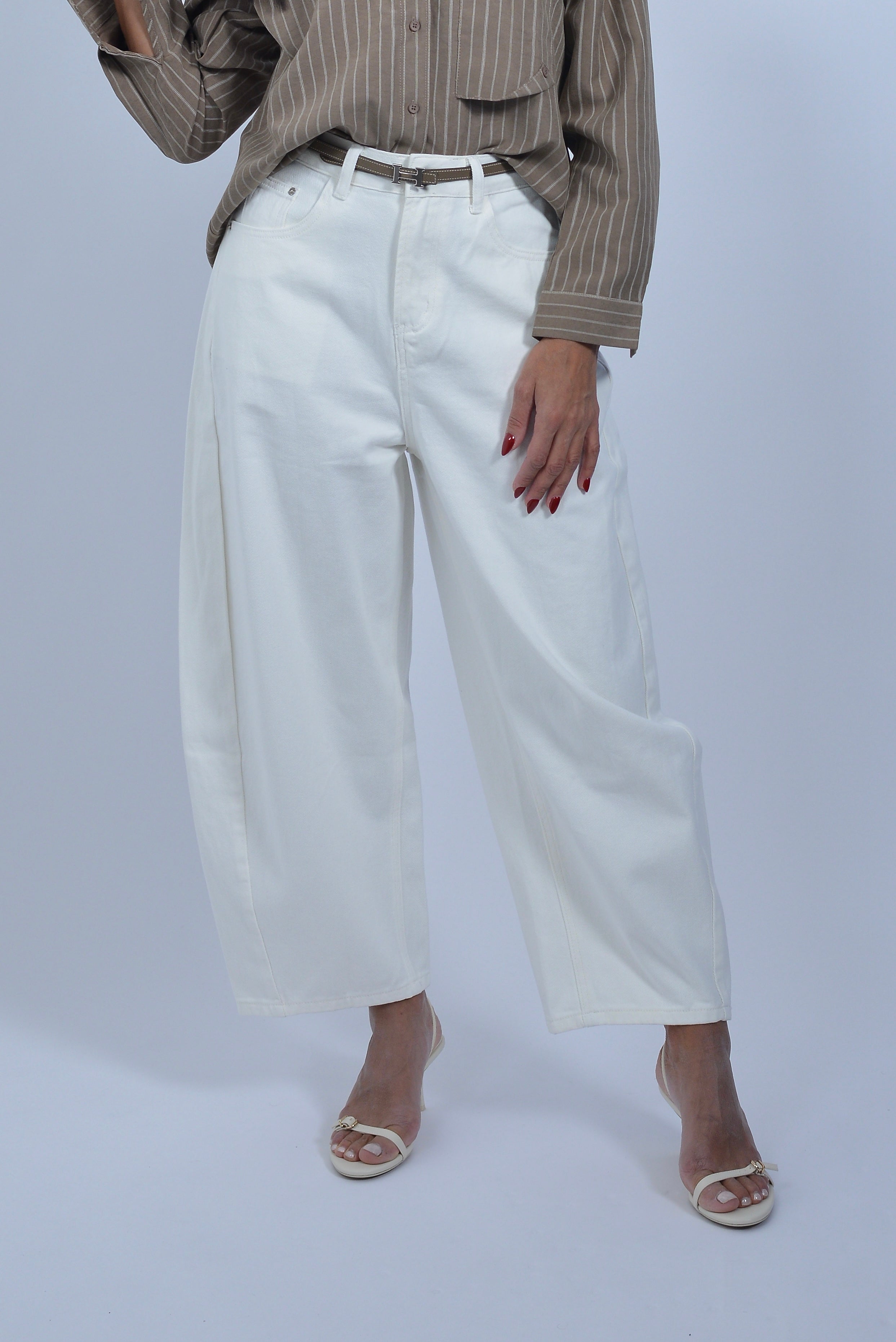 Pantalon "Barrel" en Denim Blanc