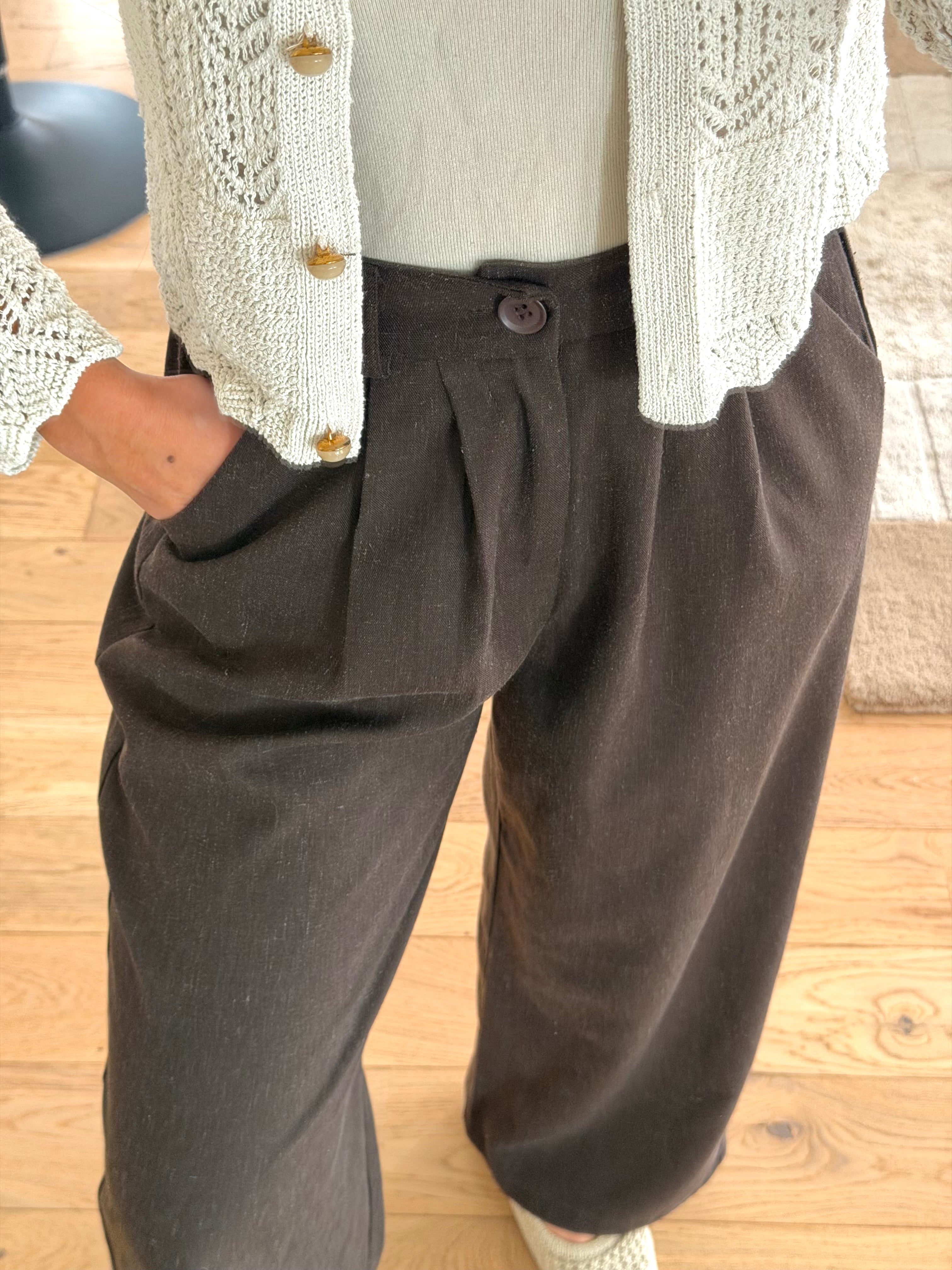 Pantalon Tailleur Marron