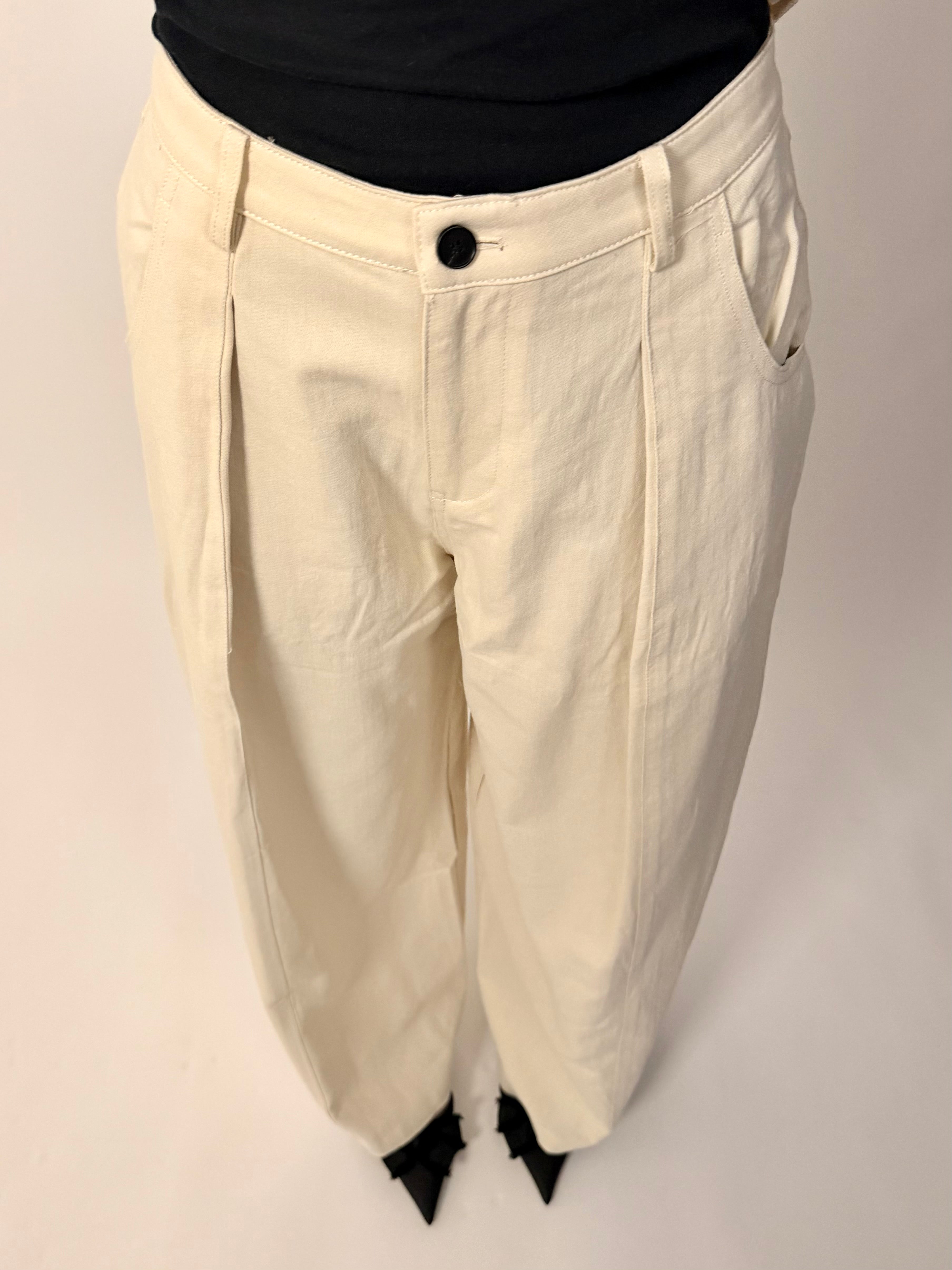 Pantalon Large Palazzo – Beige Naturel