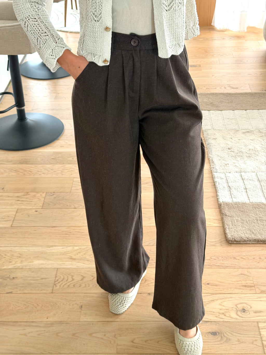 Pantalon Tailleur Marron