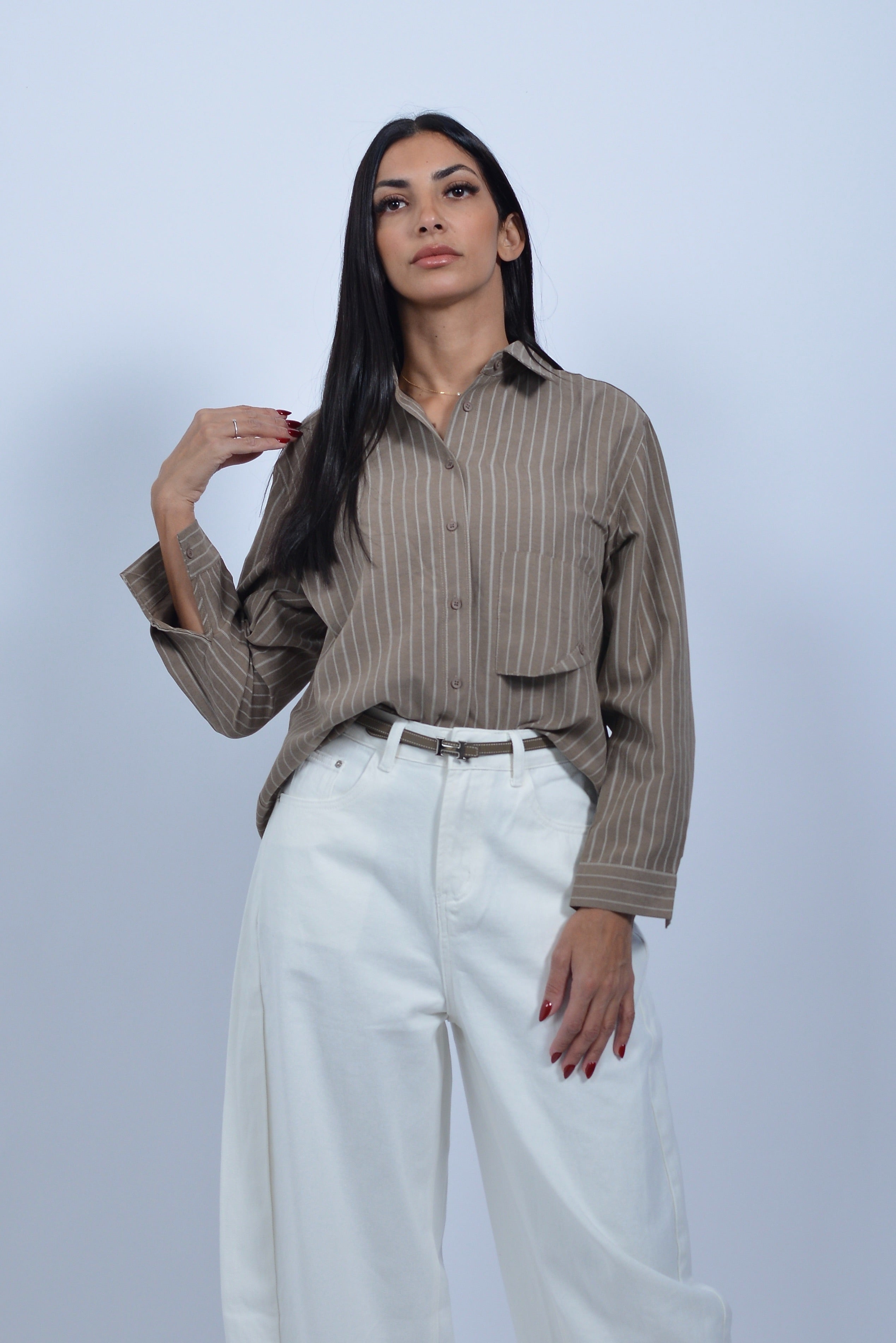 Chemise Rayée "Camel & Brown"