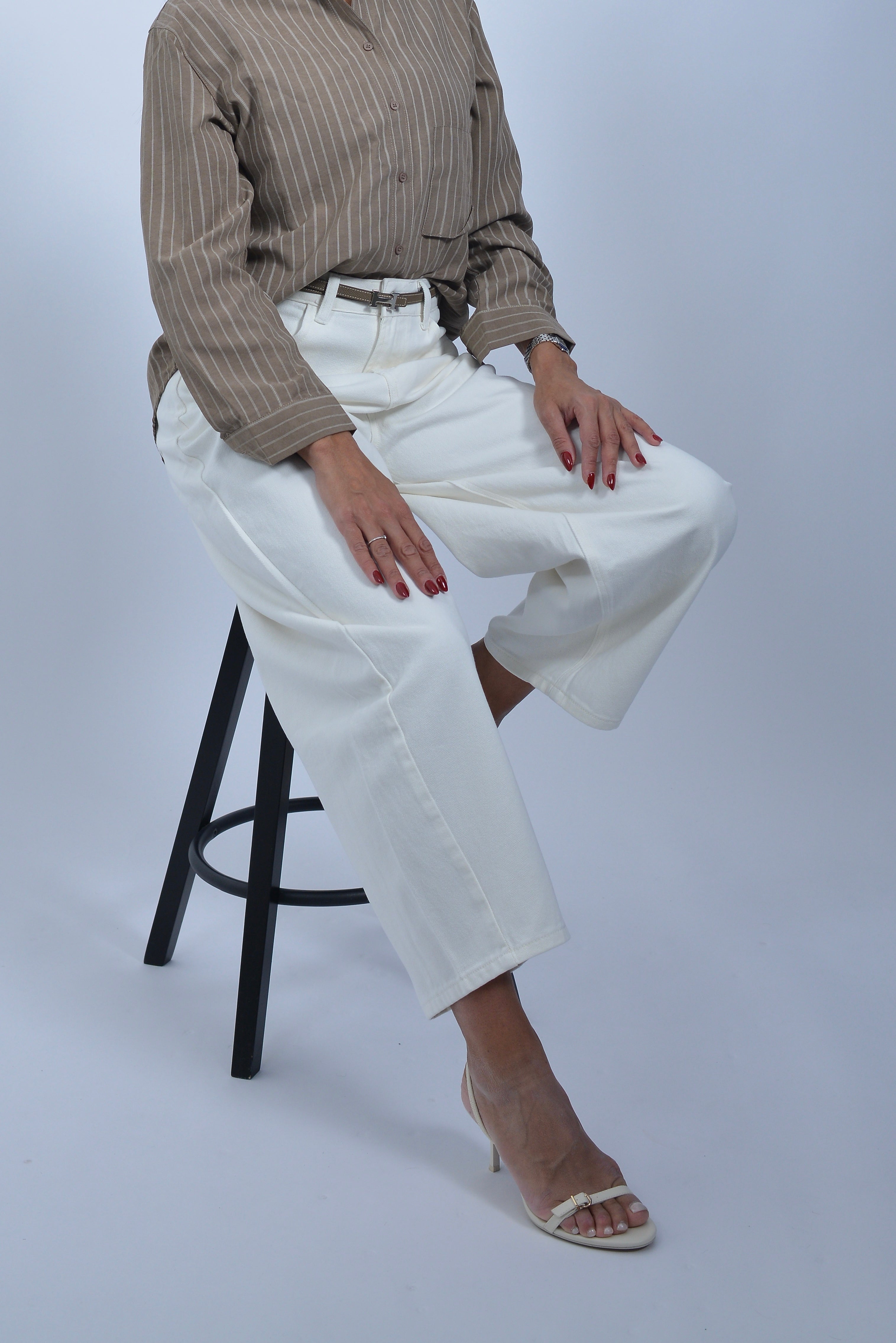 Pantalon "Barrel" en Denim Blanc