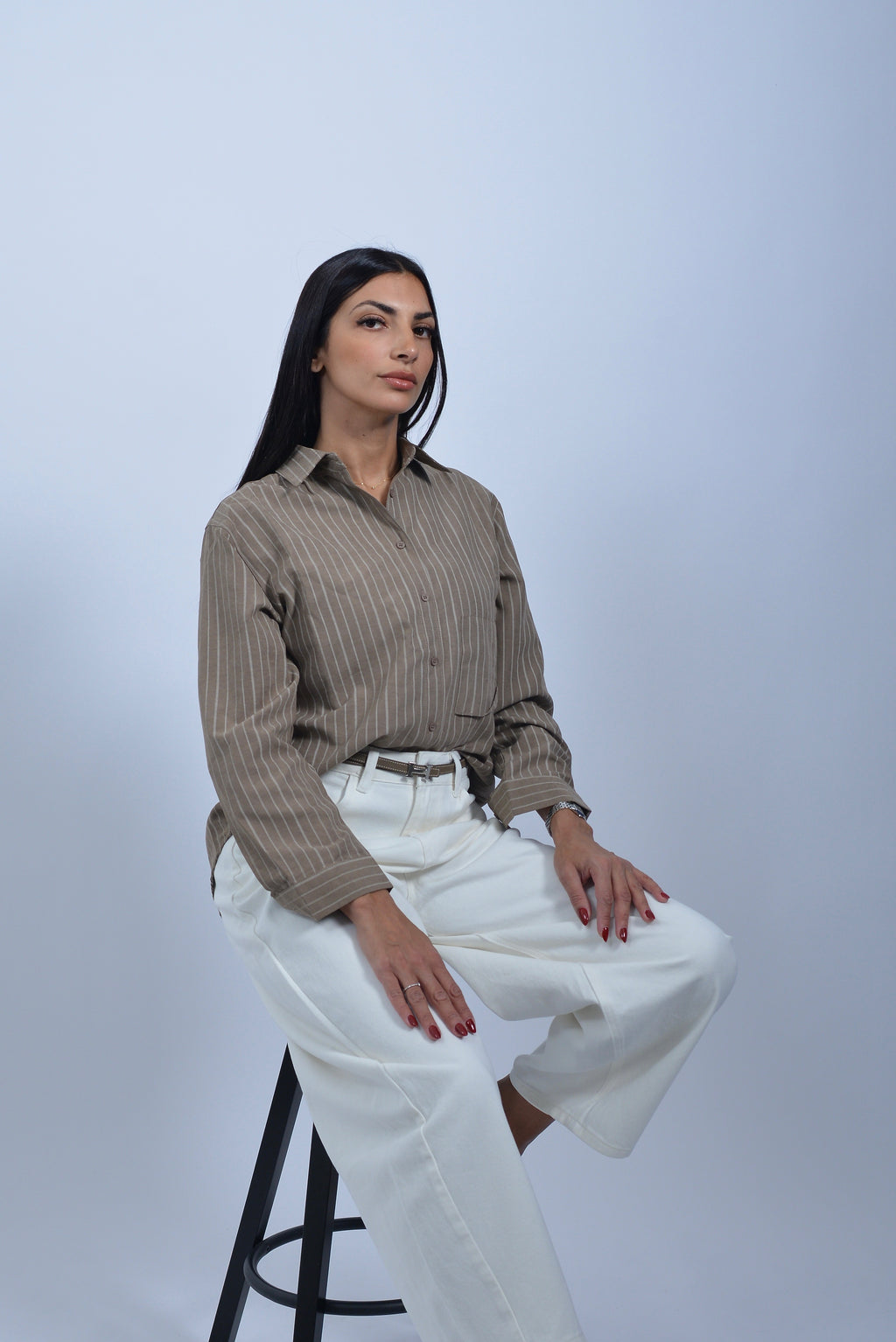 Chemise Rayée "Camel & Brown"