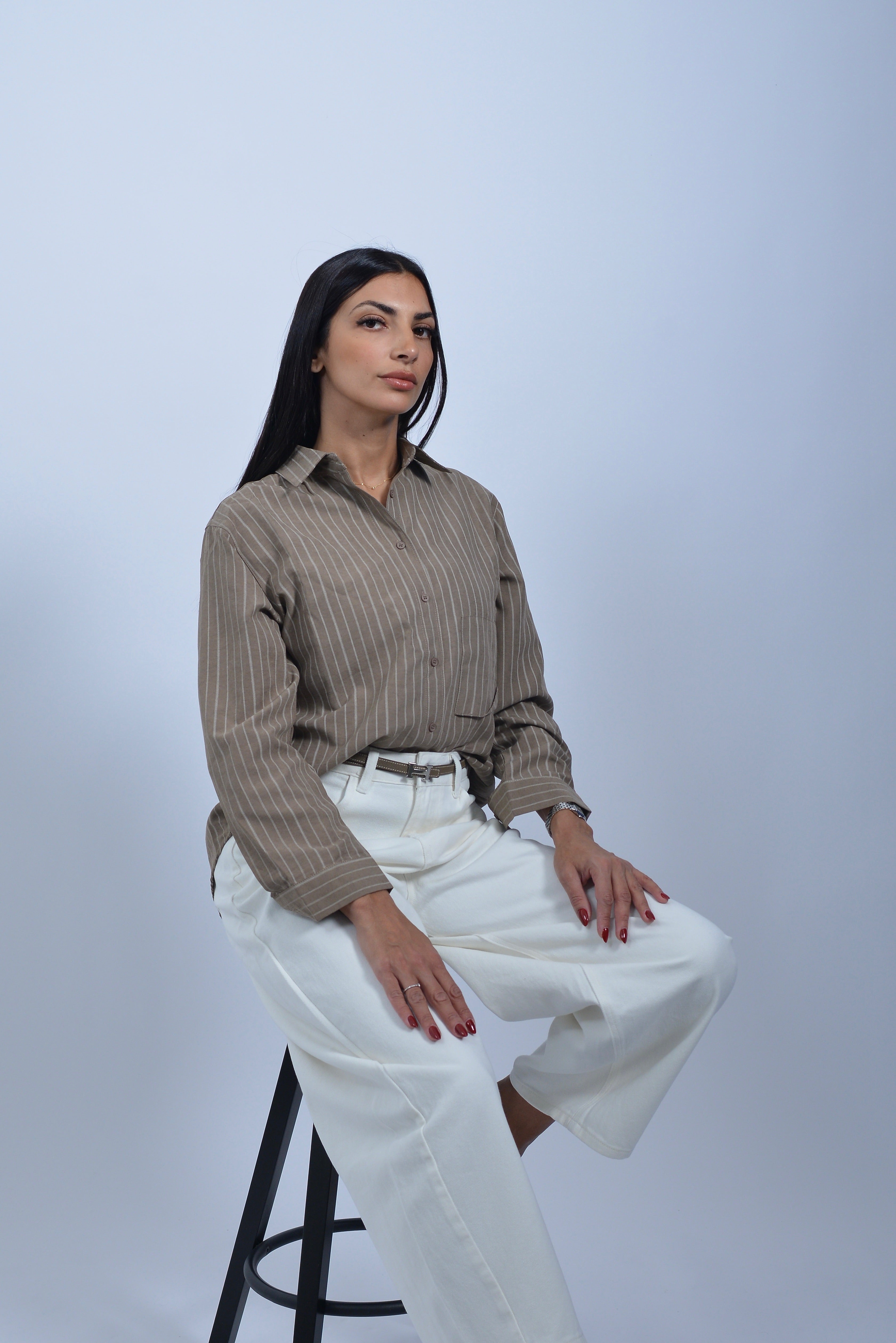 Chemise Rayée "Camel & Brown"