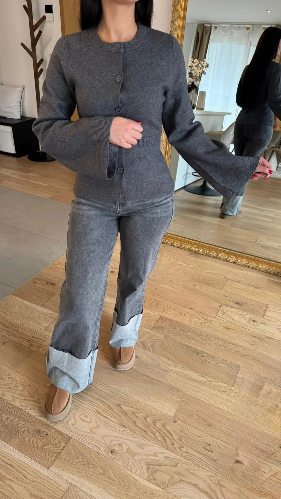 Cardigan à Boutons Gris ALMA