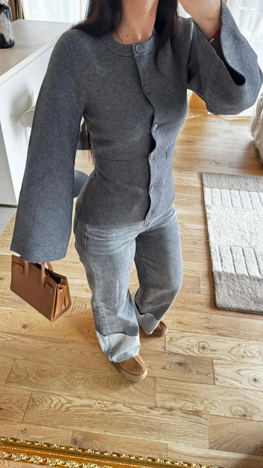 Cardigan à Boutons Gris ALMA