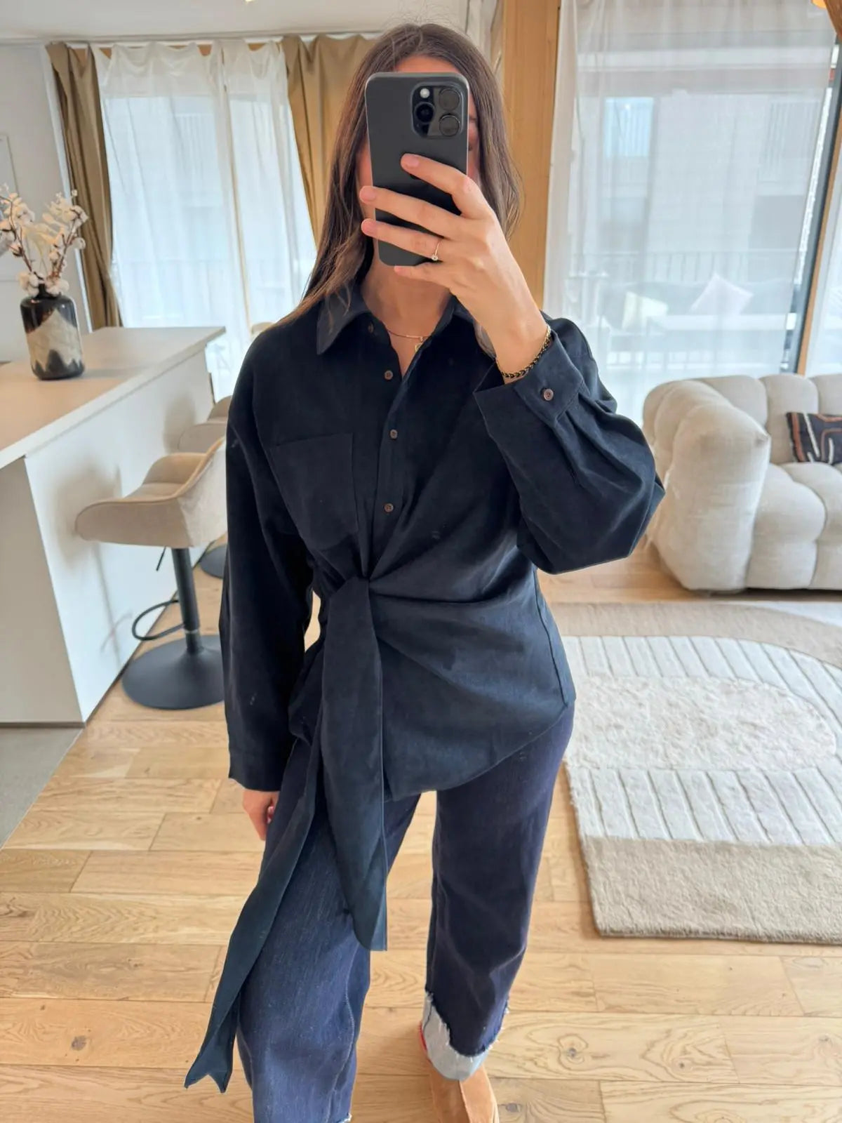 Chemise Bleu Marine à Nouer ALMA