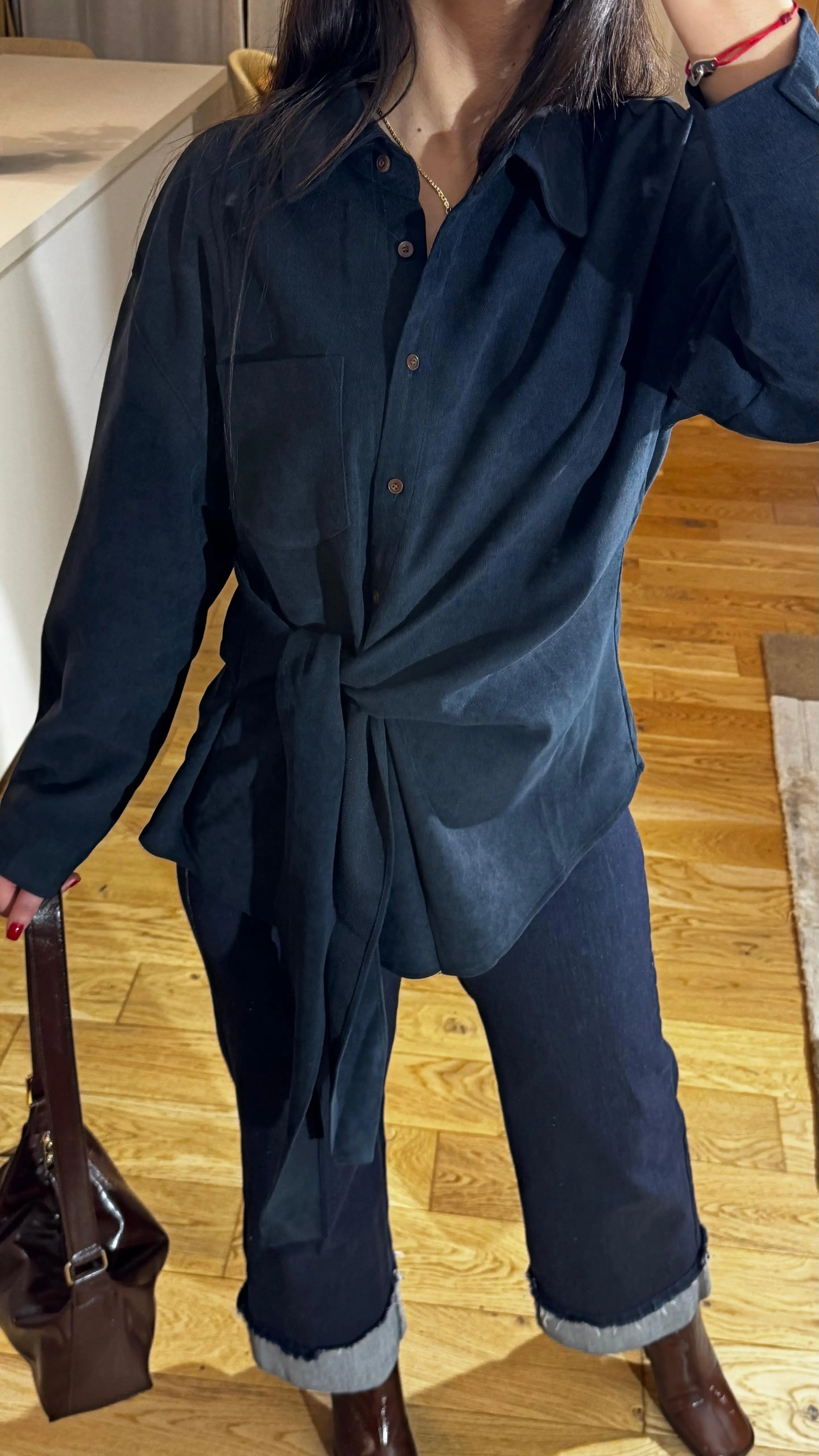 Chemise Bleu Marine à Nouer ALMA