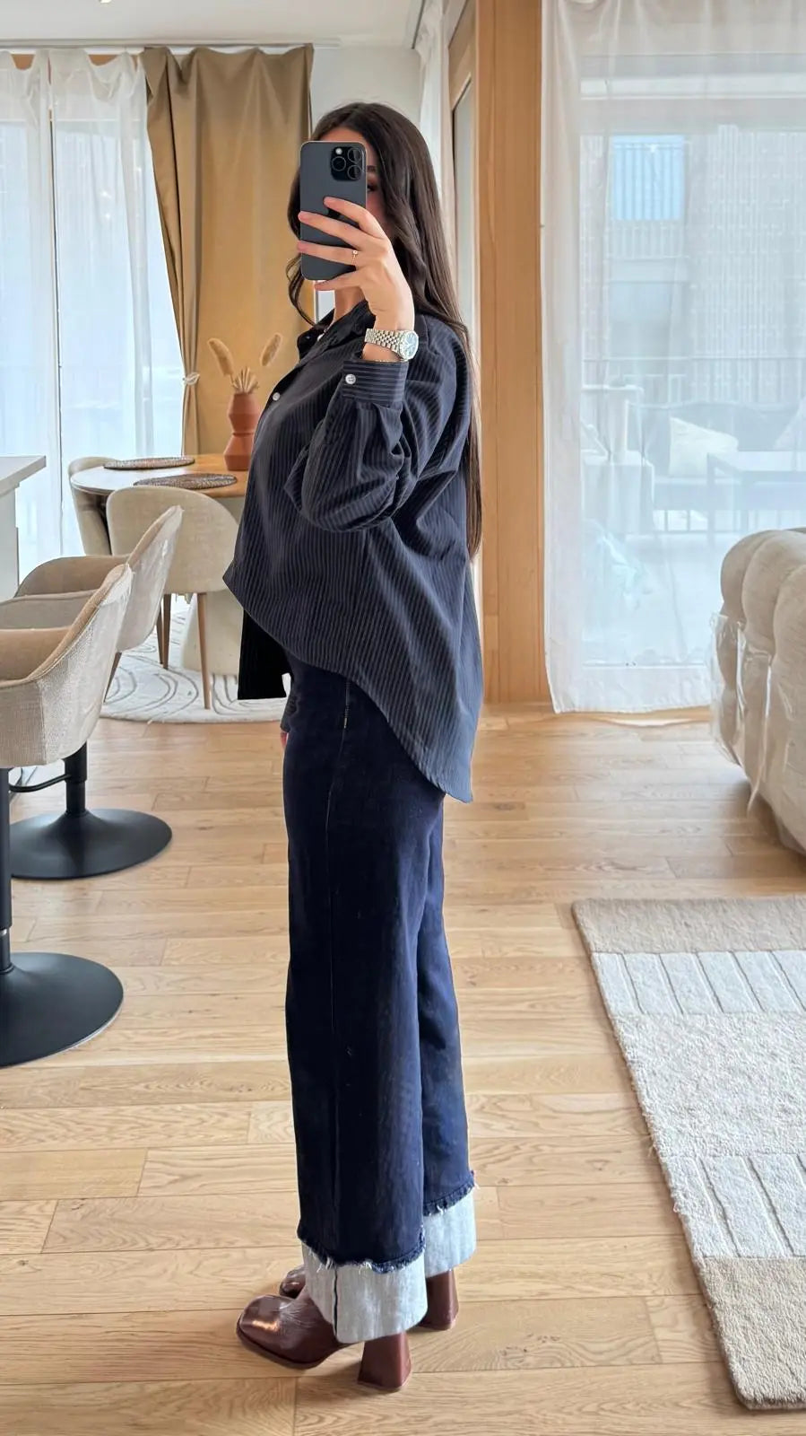 Chemise Oversize Bleu Marine ALMA