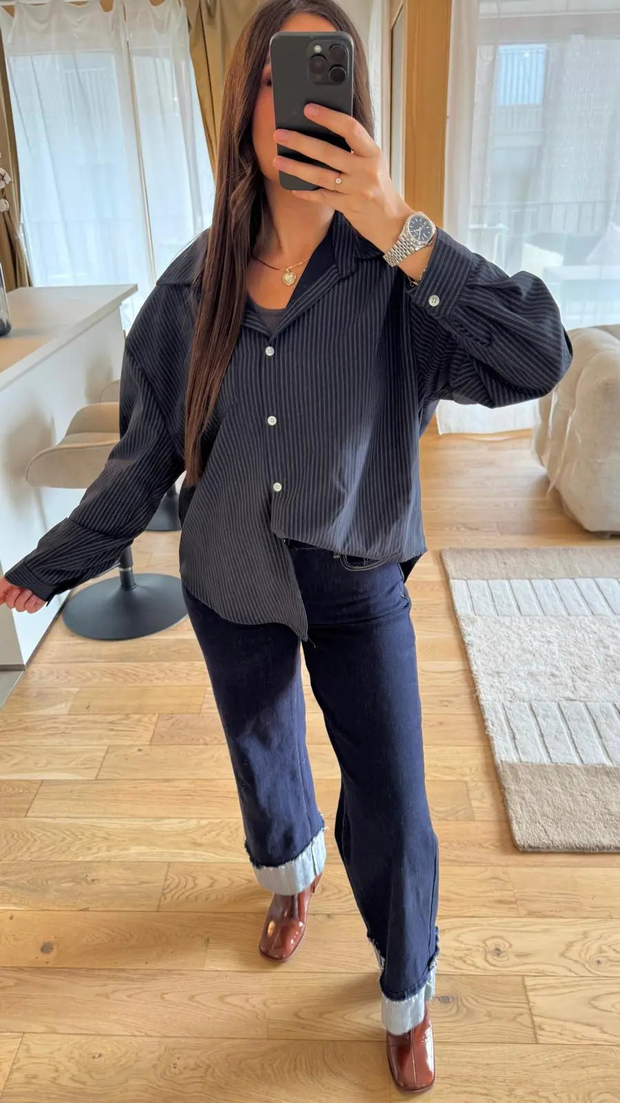 Chemise Oversize Bleu Marine ALMA