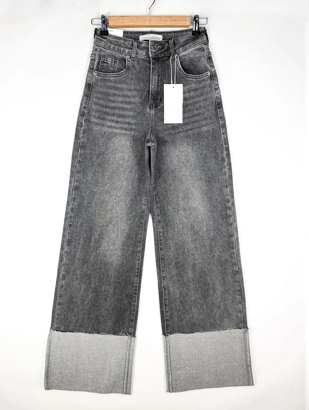 Jean Wide Leg Gris - Revers Oversize ALMA