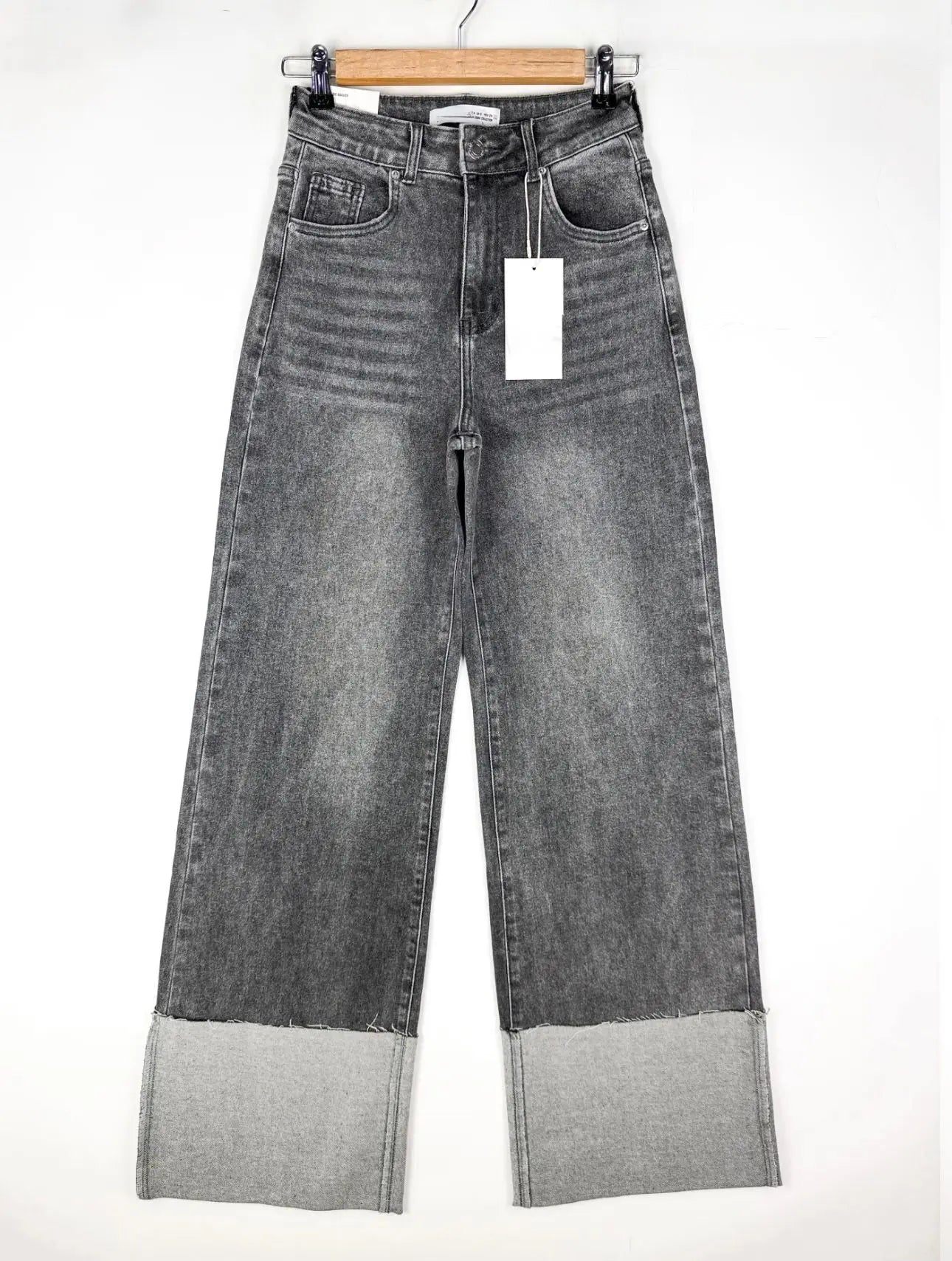 Jean Wide Leg Gris - Revers Oversize ALMA