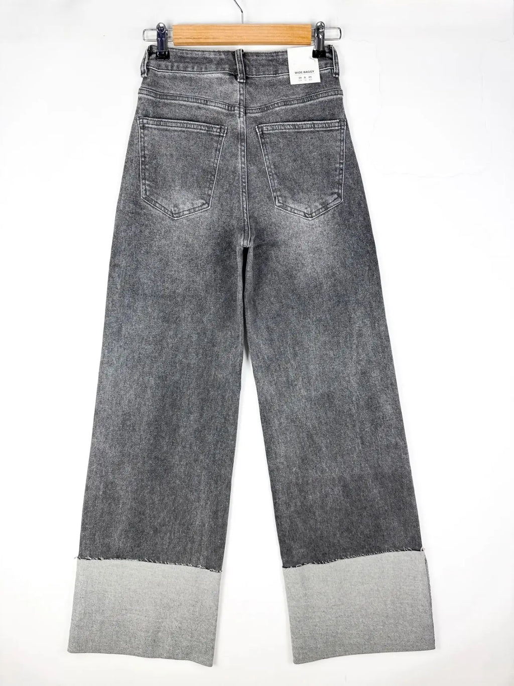 Jean Wide Leg Gris - Revers Oversize ALMA