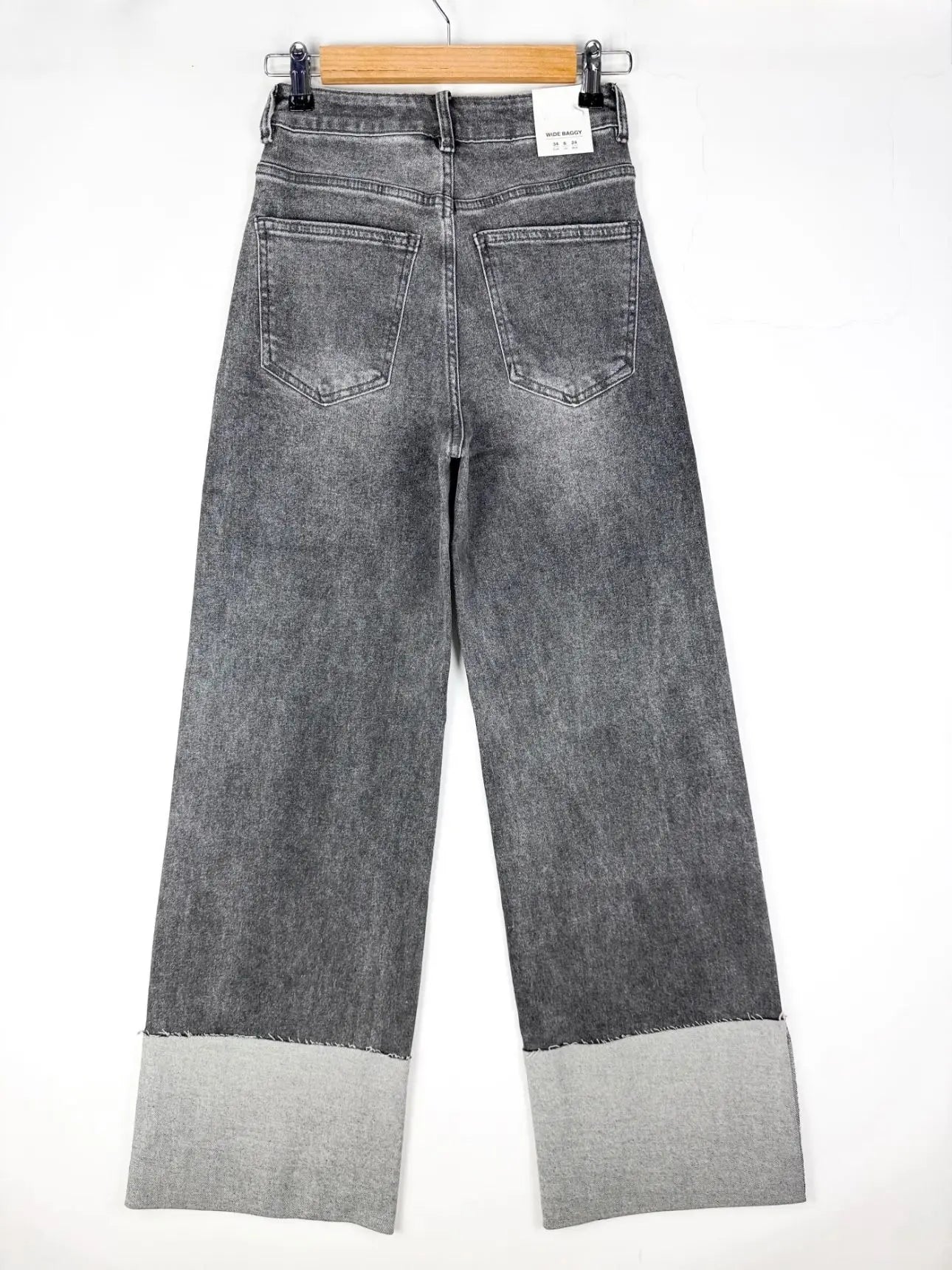 Jean Wide Leg Gris - Revers Oversize ALMA