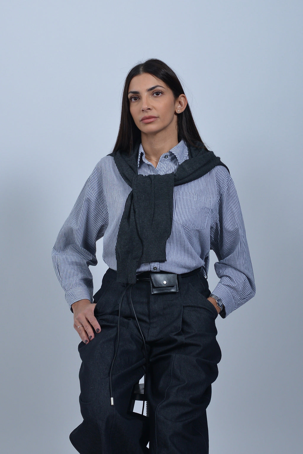Chemise Rayée Oversize 3 pièces