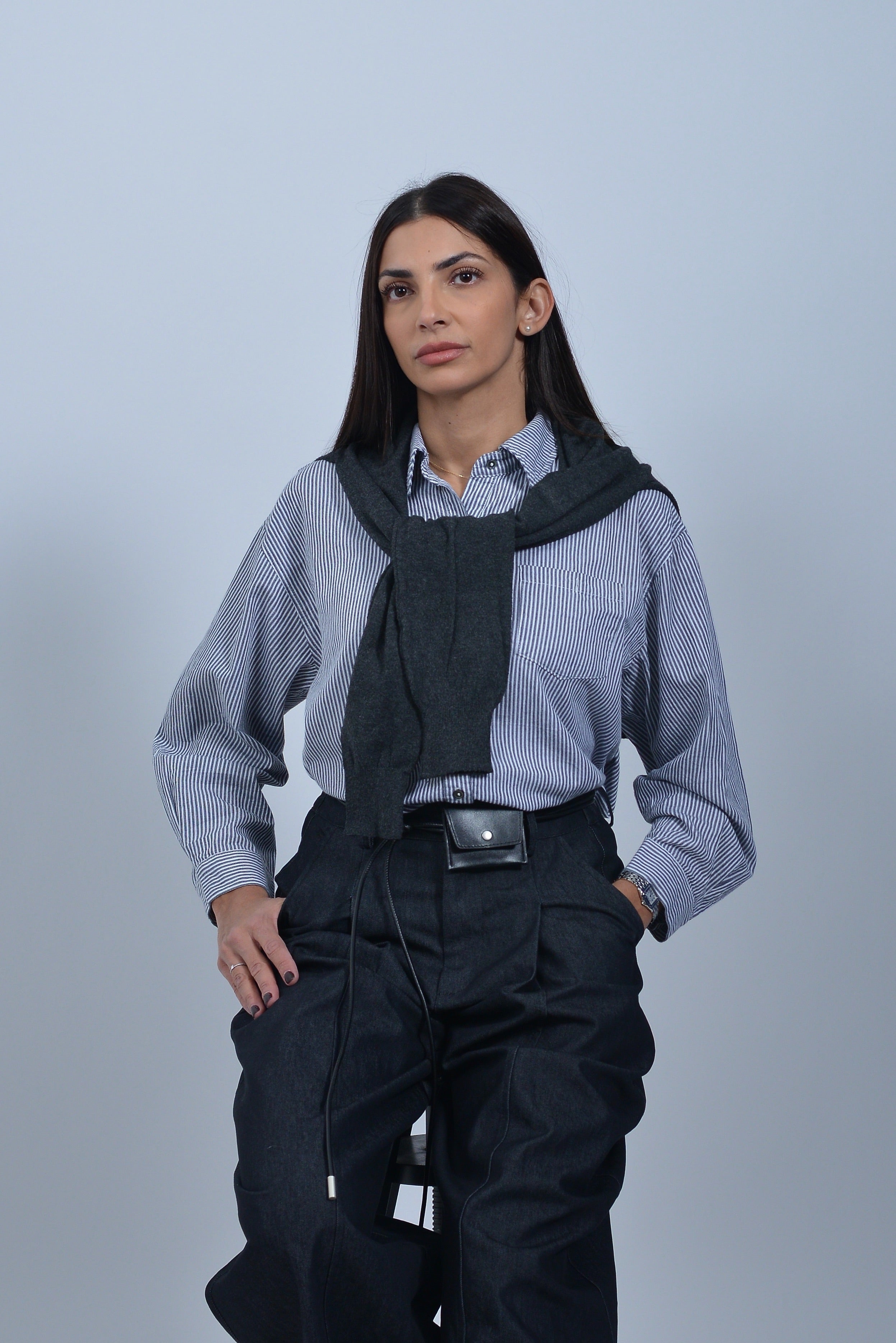 Chemise Rayée Oversize 3 pièces