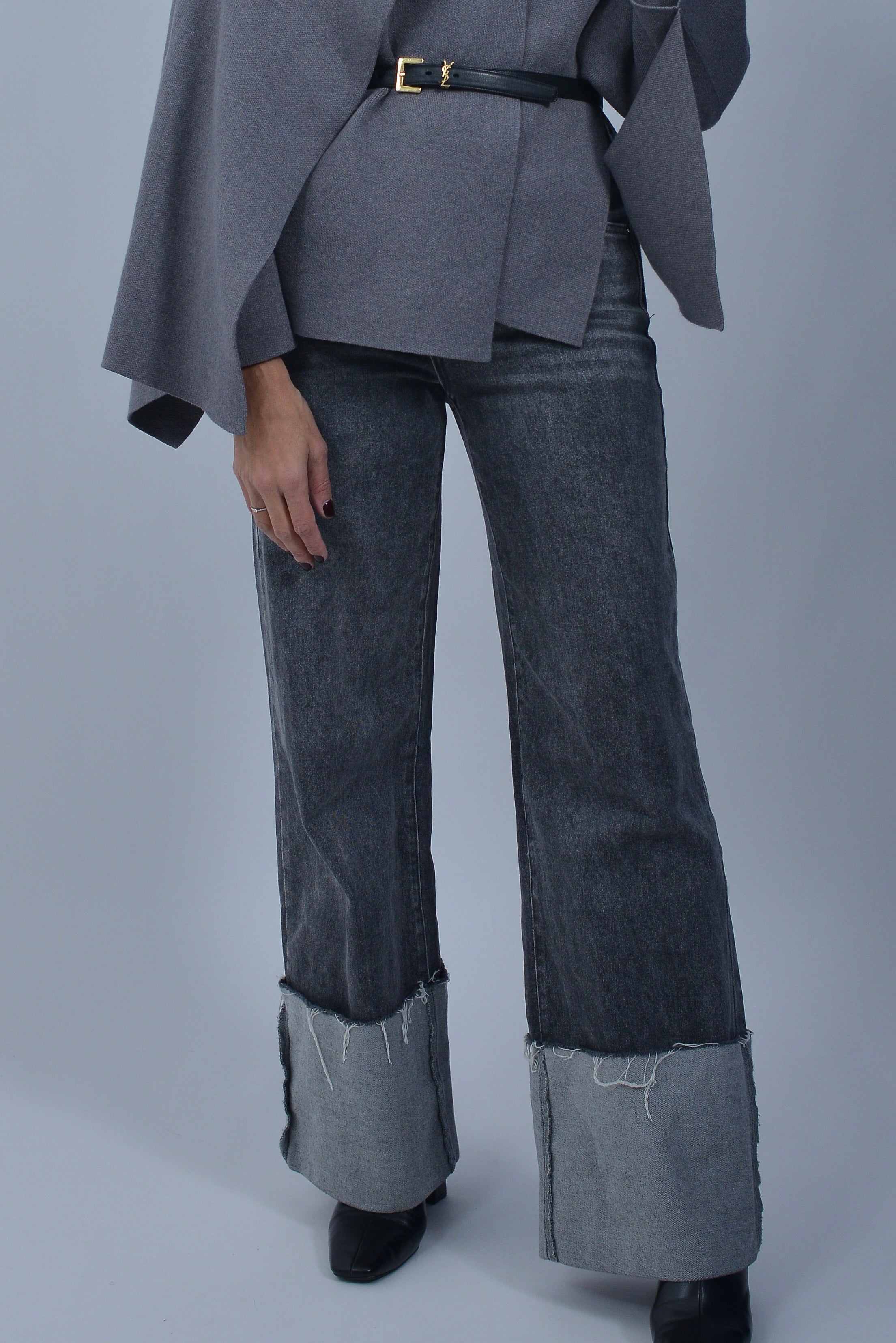 Jean Wide Leg Gris - Revers Oversize