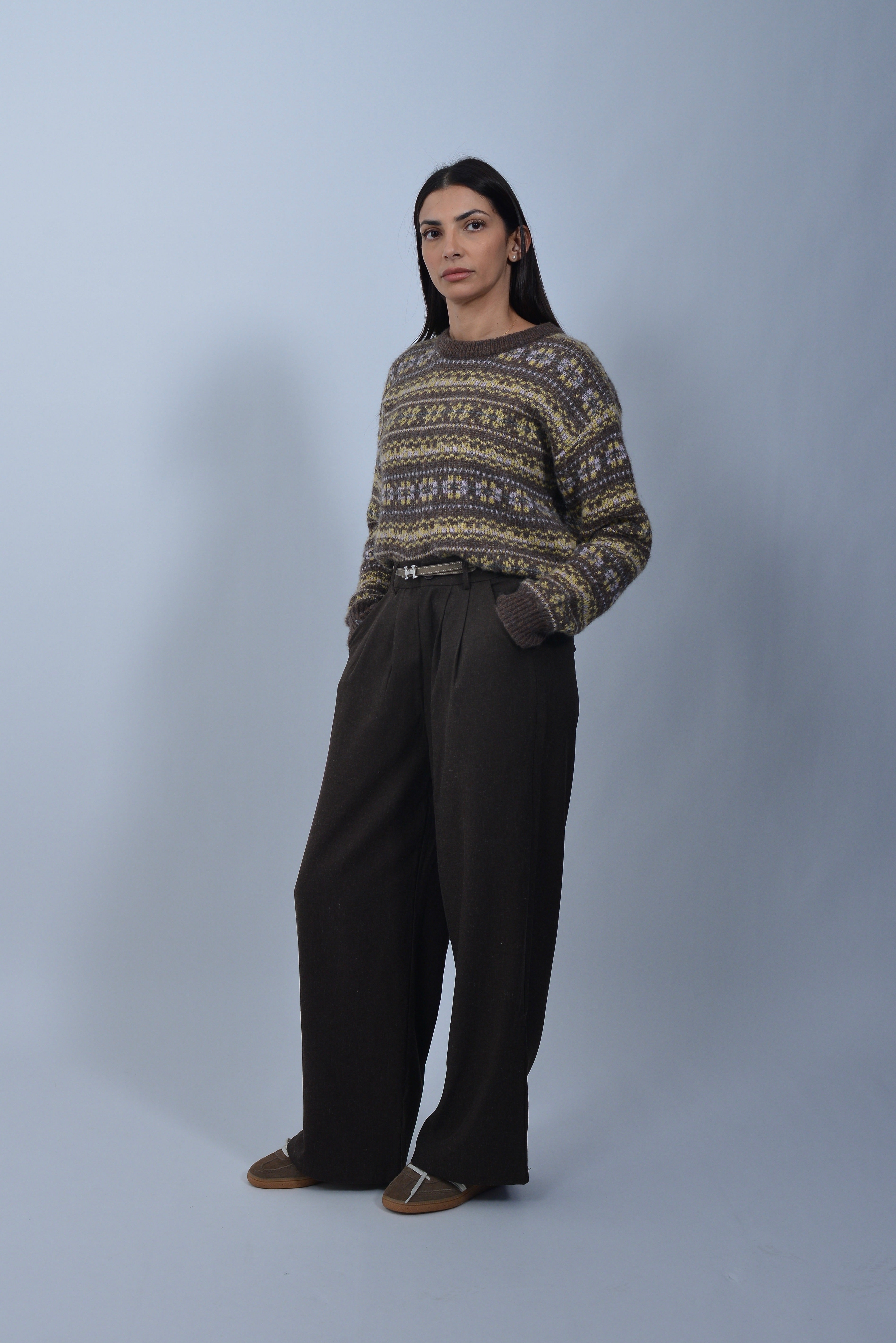 Pantalon Tailleur Marron