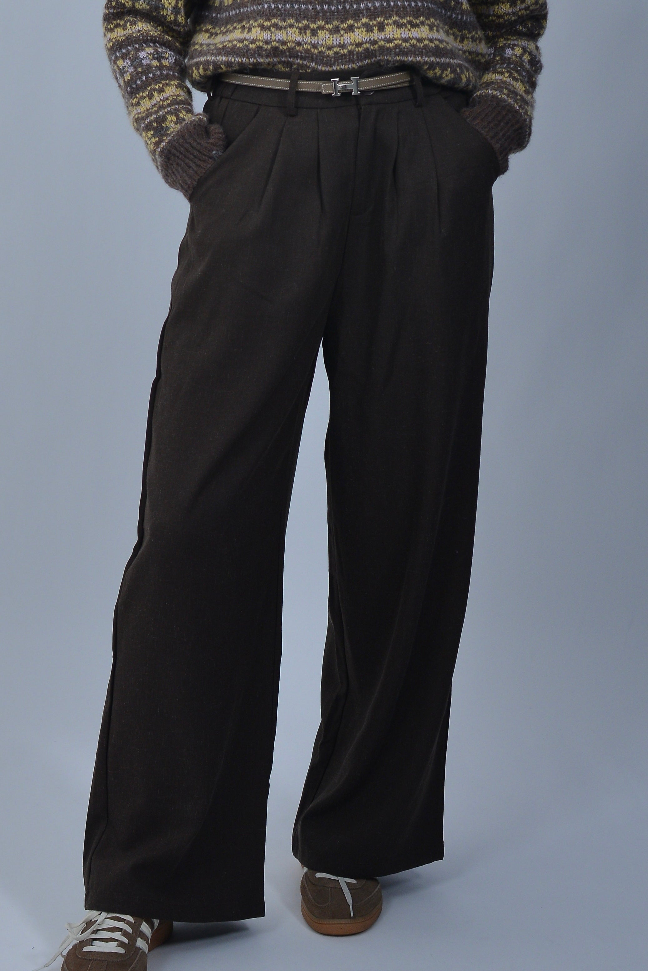 Pantalon Tailleur Marron