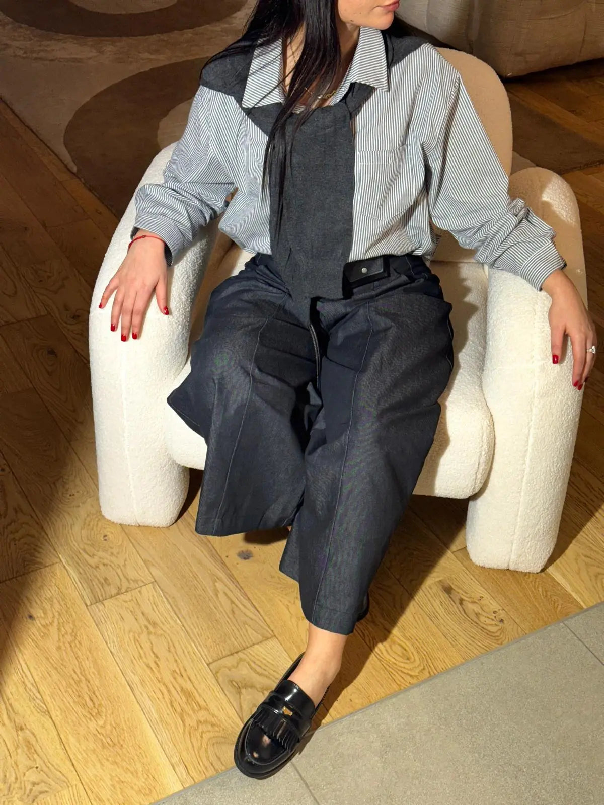 Pantalon Wide Leg Bleu Marine ALMA