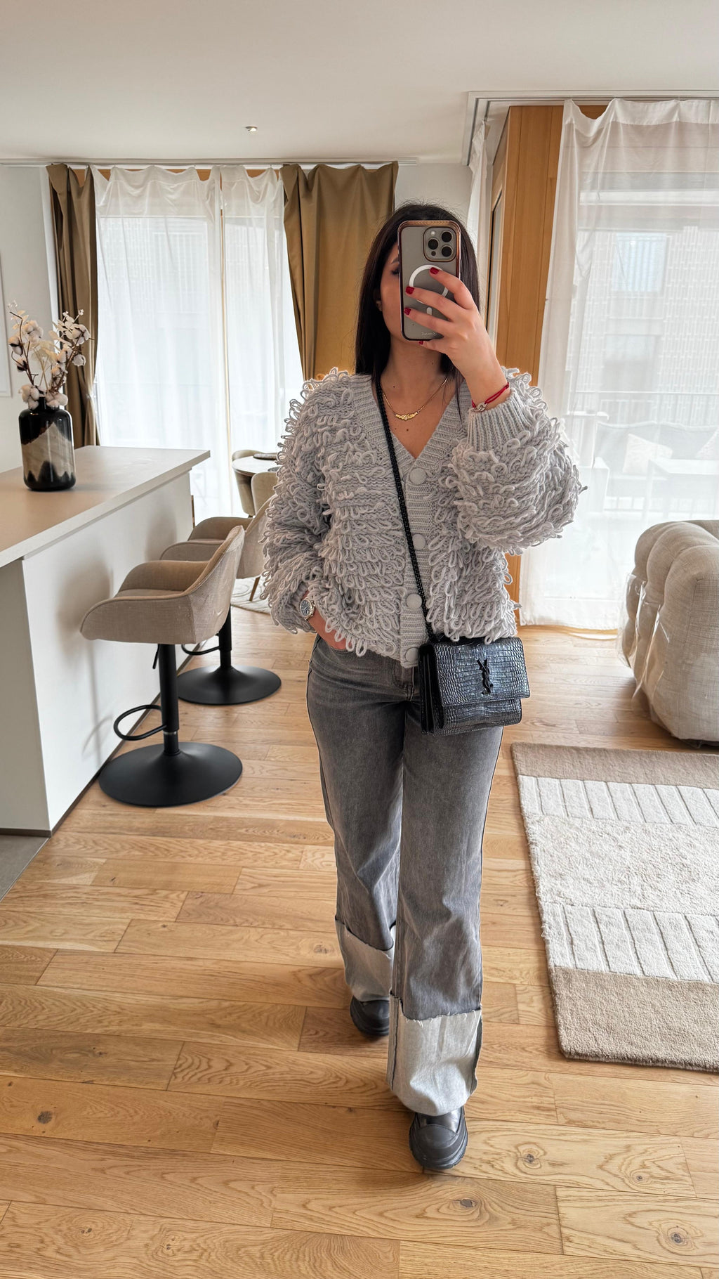 Cardigan Texturé Gris ALMA